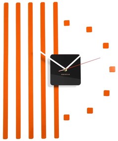 Nalepovacie nástenné hodiny s pruhmi oranžová