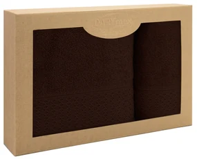 BAVLNENÉ UTERÁKY SOLANO SADA 1 KS 50X90 CM, 1 KS 70X140 CM HNEDÁ