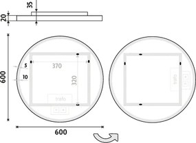Nimco Biele okrúhle LED zrkadlo pr. 600 s dvoma dotykovými senzormi - ZPB 28000RVX-05