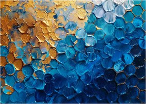 Sklenený obraz - Modrozlatá maľba (70x50 cm)