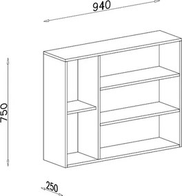 Regál Tablo, šedá/enigma, 5 priehradiek