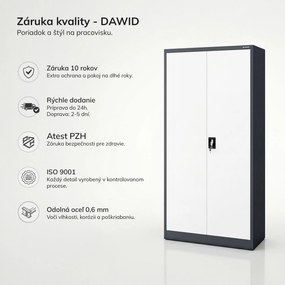 Uzamykateľná hospodárska skriňa antracitovo-biela DAWID 900 x 1850 x 450 mm