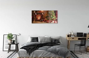 Obraz na akrylátovom skle Krbové darčeky vianočné stromčeky 100x50 cm