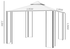 Outsunny Záhradný altánok Pavilón, 2,95 x 2,95 m