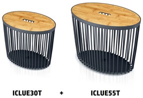 PROSPERPLAST Set 2 univerzálnych oválnych košov s bambusovými vekami CLUBO 30+55l antracit