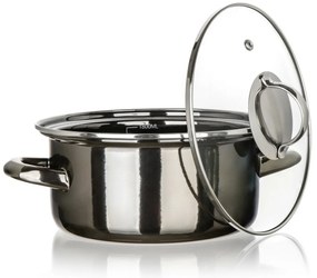 Banquet Hrniec smaltovaný METALLIC Black 20 cm, 2 l, s pokrievkou, 20 cm