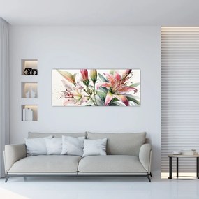 Obraz - Ľalia, ilustrácie (120x50 cm)