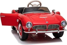 LEAN CARS Elektrické autíčko BMW Retro, LED, MP3, diaľkové ovládanie, červené lakované