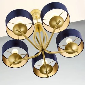 Jupiter 2114 - Luster na tyči KASZMIR 5xE27/15W/230V modrá/zlatá