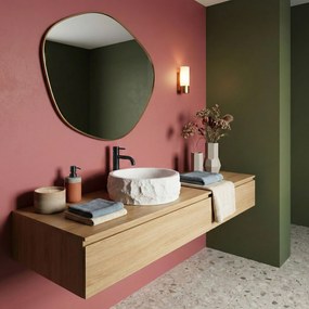 Rea Alice, umývadlo na dosku 390×390×145 mm, biela matná – imitácia kameňa, REA-U3500