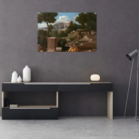 Obraz - Nicolas Poussin, Landscape with Saint John on Patmos, reprodukcia (90x60 cm)