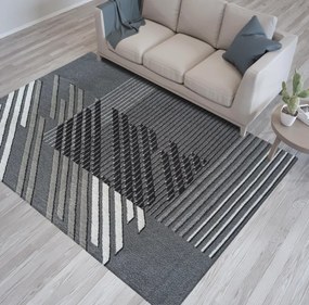Dizajnový koberec sivej farby s pruhmi Šírka: 120 cm | Dĺžka: 170 cm