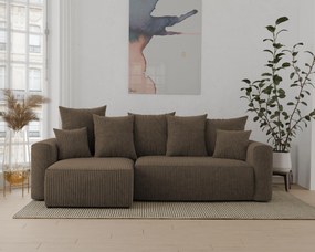 Rohová sedačka Denia (L) (tmavohnedá). Akcia -20%. Vlastná spoľahlivá doprava až k Vám domov. 1133111