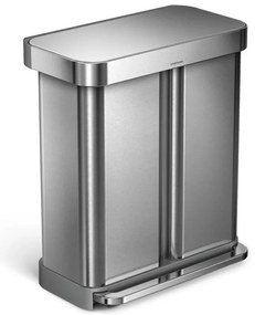 Simplehuman Pedálový odpadkový kôš na triedený odpad, 58 l, kefovaná oceľ, FPP