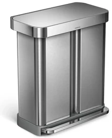 Simplehuman Pedálový odpadkový kôš na triedený odpad, 58 l, kefovaná oceľ, FPP