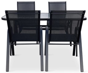 Záhradný jedálenský set Porto 150 cm + 4x kovová stolička Ramada