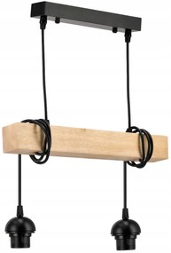 BERGE Závesné stropné svietidlo LED drevený trám 2xE27 štvorcový luster Rollable