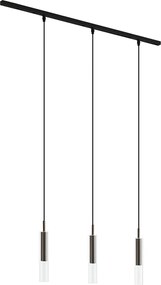 Moderný koľajnicový systém čierny s 3 závesnými svietidlami tmavý bronz 1-fázový - Slimline Loyce