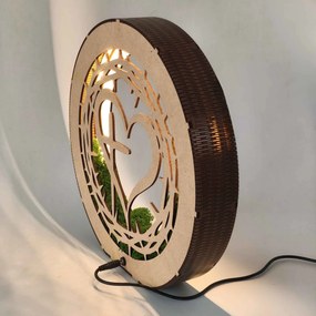 Stmievateľná LED lampa Srdce s krížom | JEZUE: HDF - Orech 20 cm 4780-115105 LED0609