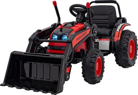 Ramiz Detský traktor na batérie Červený + pohyblivé rameno s lyžicou + diaľkové ovládanie + pomalý štart + FM rádio + LED