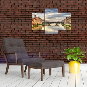 Obraz mesta s riekou (90x60 cm)