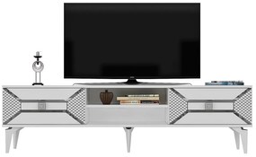 TV stolík/skrinka Velono (biela + strieborná) . Vlastná spoľahlivá doprava až k Vám domov. 1095244