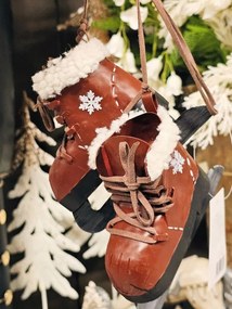 Christmas Ornament Ice Skates 14x12x40 Cm Red Metal - 14*12*40 cm