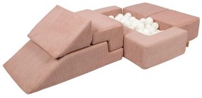 Ružové menčestrové penové ihrisko 100x35x40 cm Montessori – Meowbaby