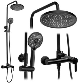 Rea Ontario, sprchový set s ručnou a hlavovou sprchou, čierna matná, REA-P5712