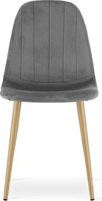 Set štyroch jedálenských stoličiek PADVA zamatové tmavosivé / hnedé nohy (4 ks)