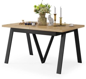 AVERY Dub Artisan / čierna spodná časť - LOFTOVÝ / PRIEMYSELNÝ STÔL DO OBÝVAČKY/ JEDÁLNE ROZKLADACÍ DO 290 cm!