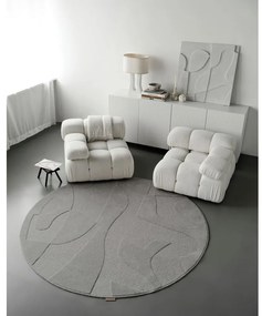 Sivý vlnený okrúhly koberec ø 200 cm Morphic Botanica – Agnella