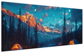 Obraz - Kempovanie v horách (120x50 cm)