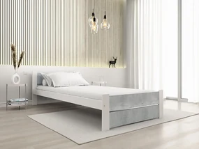 Posteľ IKAROS DOUBLE 90 x 200 cm, betón/biela Rošt: Bez roštu, Matrac: Matrac Somnia 18 cm