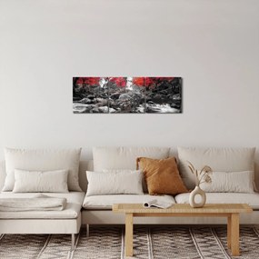 Obraz - Vodopády v jesennej krajine (s hodinami) (90x30 cm)