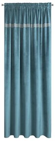 Tmavo tyrkysový zamatový záves na páske JOVITA 140 x 270 cm