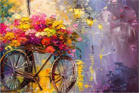 Obraz - Bicykel s kvetmi (90x60 cm)