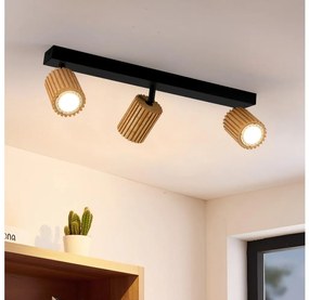 Brilagi - Bodové svietidlo MODERN WOOD 3xGU10/8W/230V kaučukovník/čierna