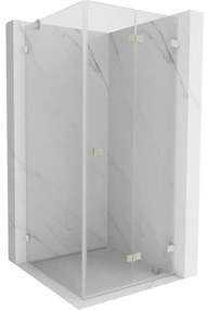 Mexen Lunar-F, 1-krídlový sprchový kút so skladacími dverami, pravý, 100 x 100 cm, 8mm číre sklo, brúsená oceľ profil, 836-100-100-97-00-P