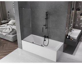 Mexen Velar, 2-krídlová posuvná vaňová zástena 120 x 150 cm, 8mm číre sklo, grafitový matný profil, 896-120-000-01-66