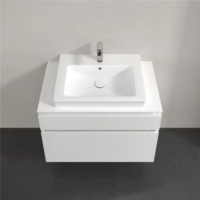 VILLEROY &amp; BOCH Legato závesná skrinka pod umývadlo (umývadlo v strede), 2 zásuvky, 800 x 500 x 550 mm, Glossy White, B67900DH