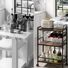 Servírovací vozík Houseland Lexo hnědý/černý