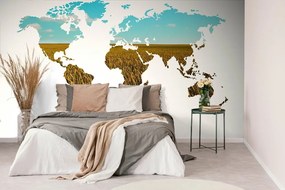 Samolepiaca tapeta mapa sveta na bielom pozadí - 450x300