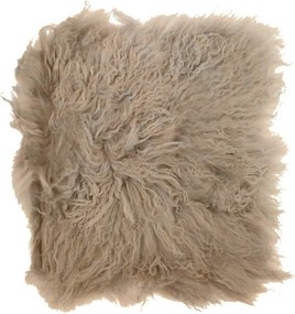 Kožený béžový podsedák dlhý chlp Curly beige - 40 * 40 * 2cm