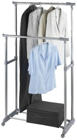 Šedý kovový teleskopický pojazdný stojan na oblečenie Twin - Wenko