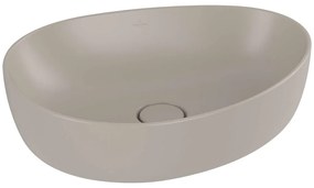 VILLEROY &amp; BOCH Antao asymetrické umývadlo na dosku bez otvoru, bez prepadu, 510 x 400 mm, Almond, s povrchom CeramicPlus, 4A7351AM