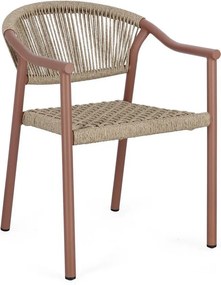 Červená/v prírodnej farbe kovová záhradná stolička Canarias – Bizzotto