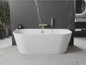 Mexen Oval+, voľne stojaca vaňa ku stene 170 x 80 cm, biela lesklá, zlatý lesklý prepad, 52681708000-50