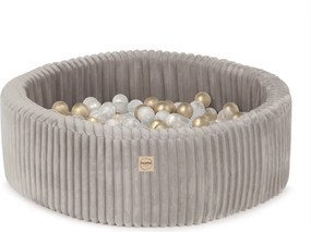 Suchý bazén okrúhly 90x30 cm – béžový Puffy Lamell + 200 perleťových guličiek