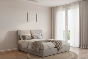 Závesné svietidlo Tuba, 2x béžové kovové tienidlo